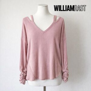 William Rast Pink Waffle Knit Cold Shoulder Knit Top Size Large